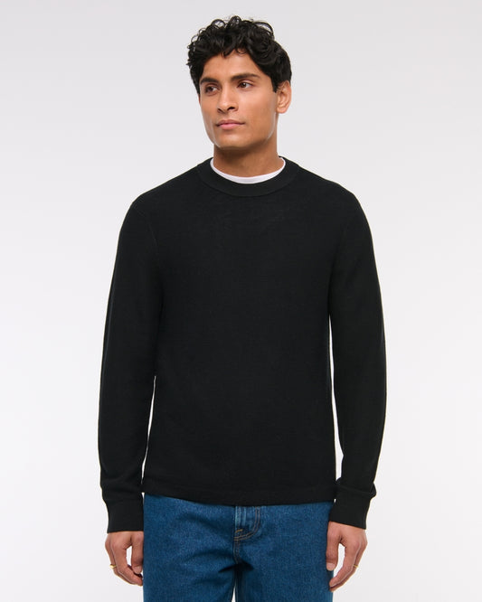 Pima Cotton Open-Hem Crew Sweater