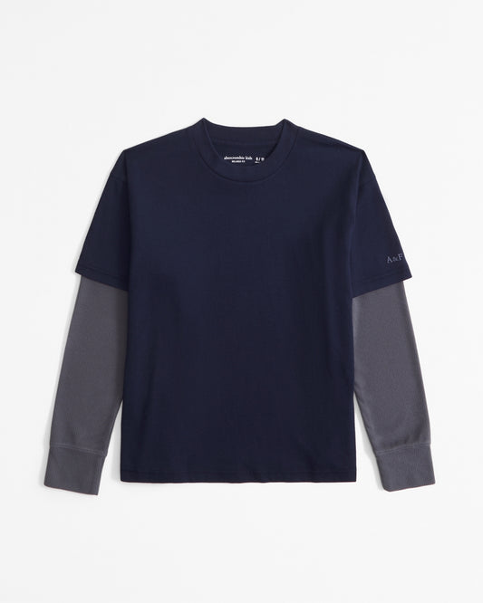 long-sleeve cozy twofer tee